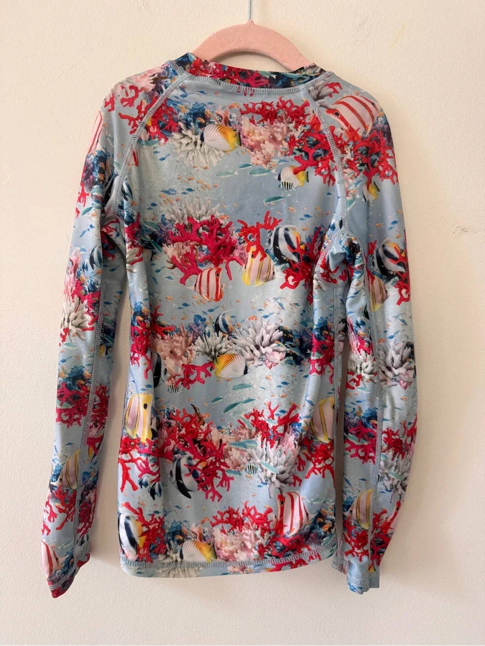 Molo Floral Coral Print Top in Light Blue and Red